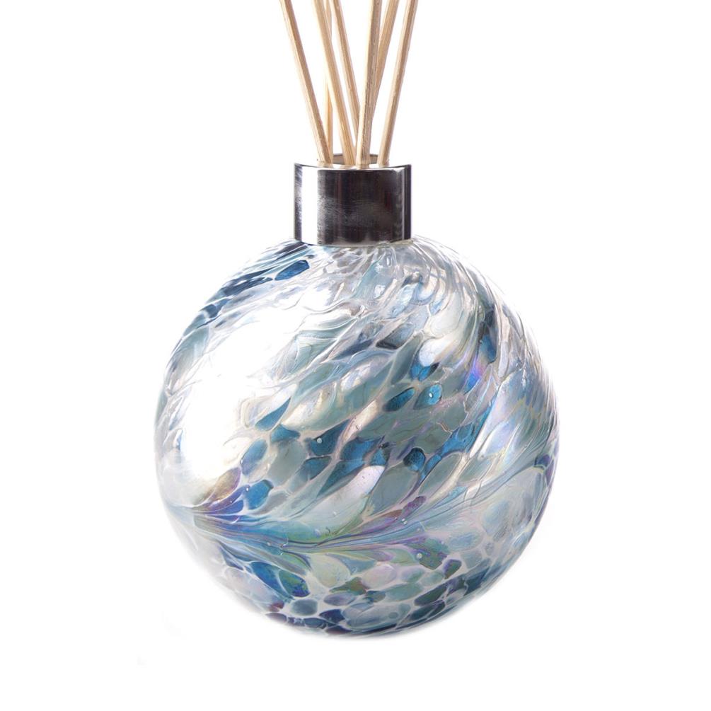 Amelia Art Glass Turquoise & White Crackled Reed Diffuser Gift Set  Extra Image 1